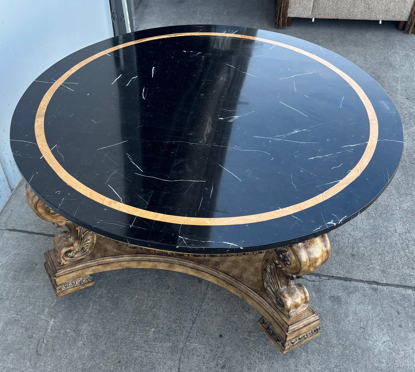 Black marble coffee table antique/ vintage