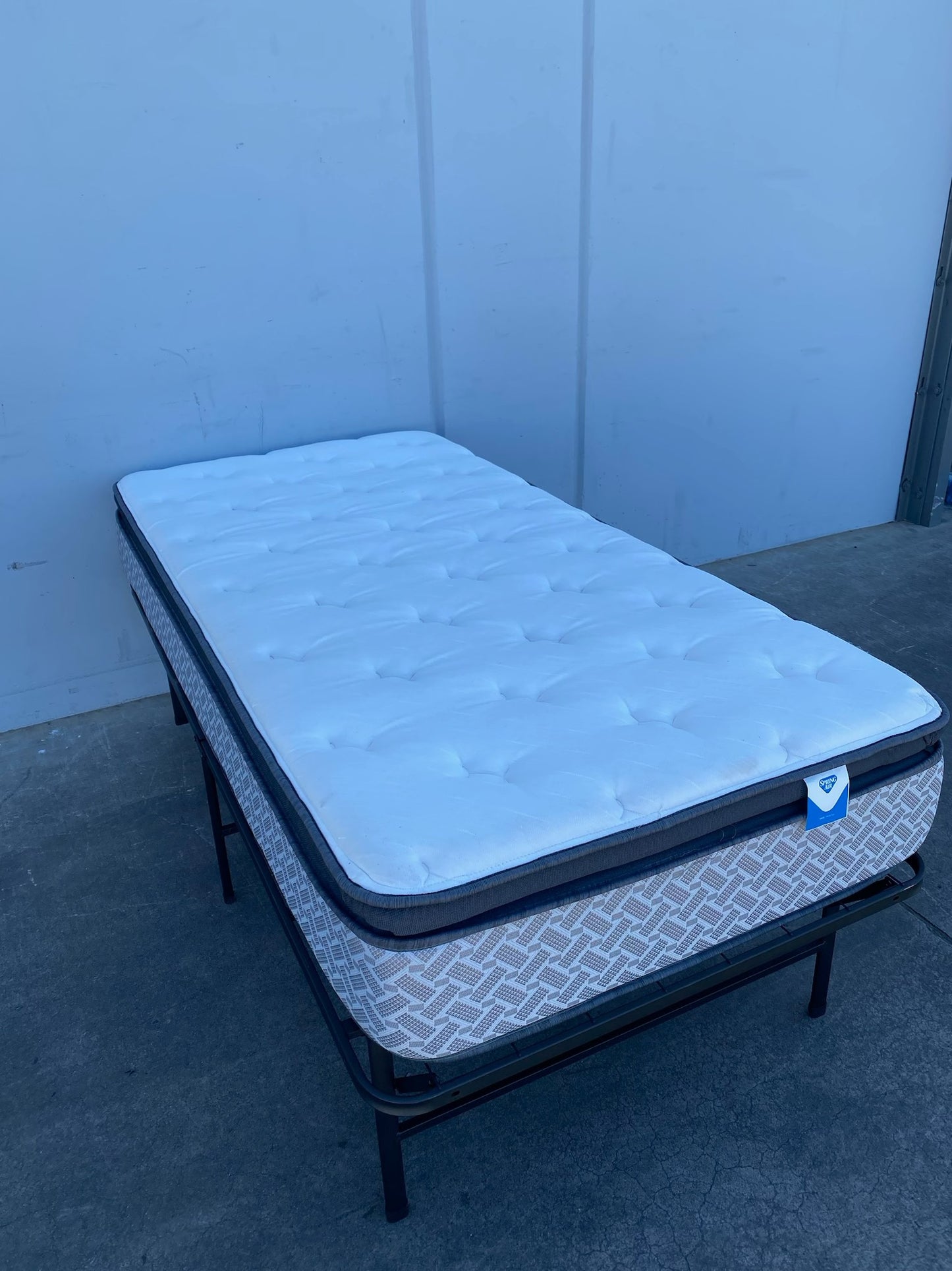 Foldable metal black bed frame base portable bed