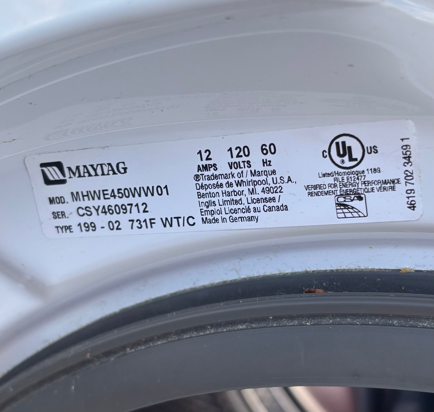 Maytag 4000 series washer