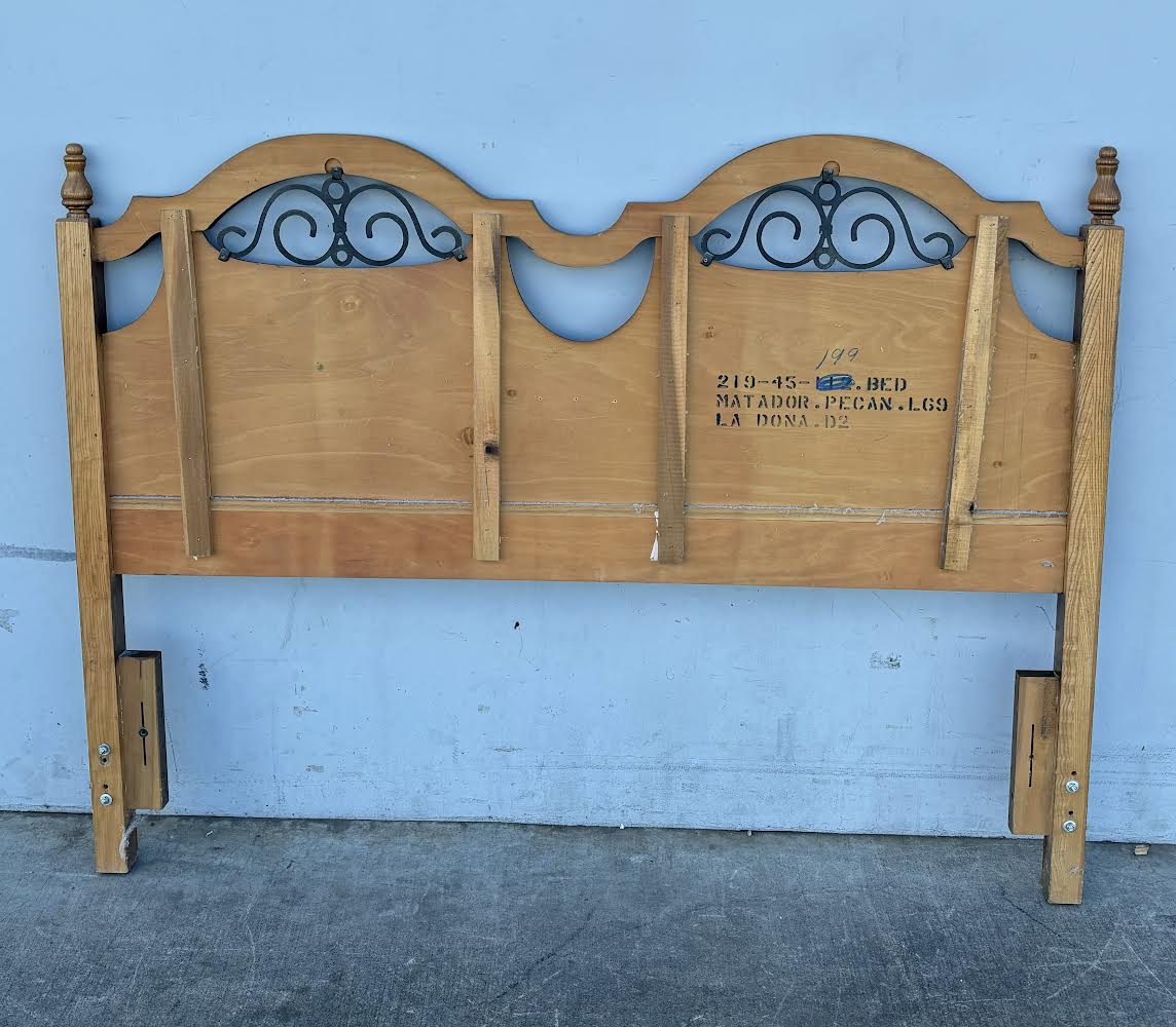 60.5” Antique Wood Carved Headboard matador pecan