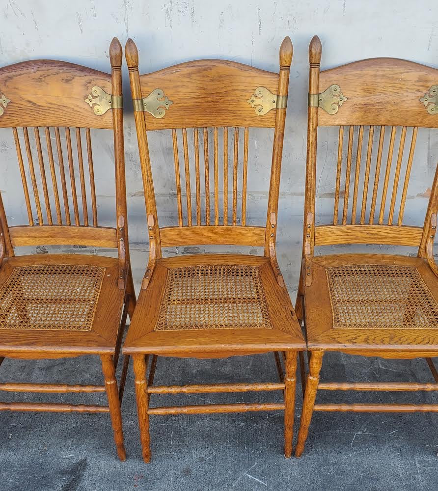 side dining chairs wicker seat (6) vintage