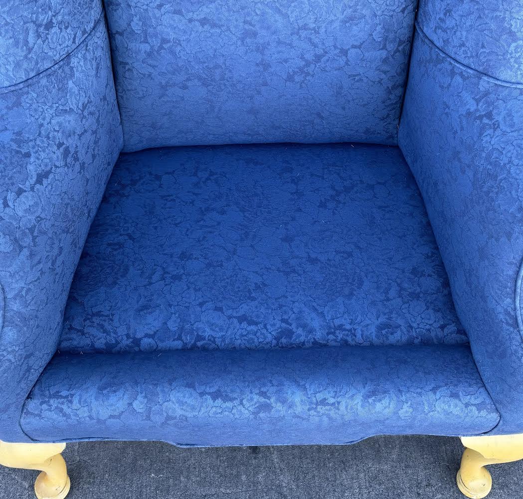 Pair of Vintage Blue Wingback Armchairs