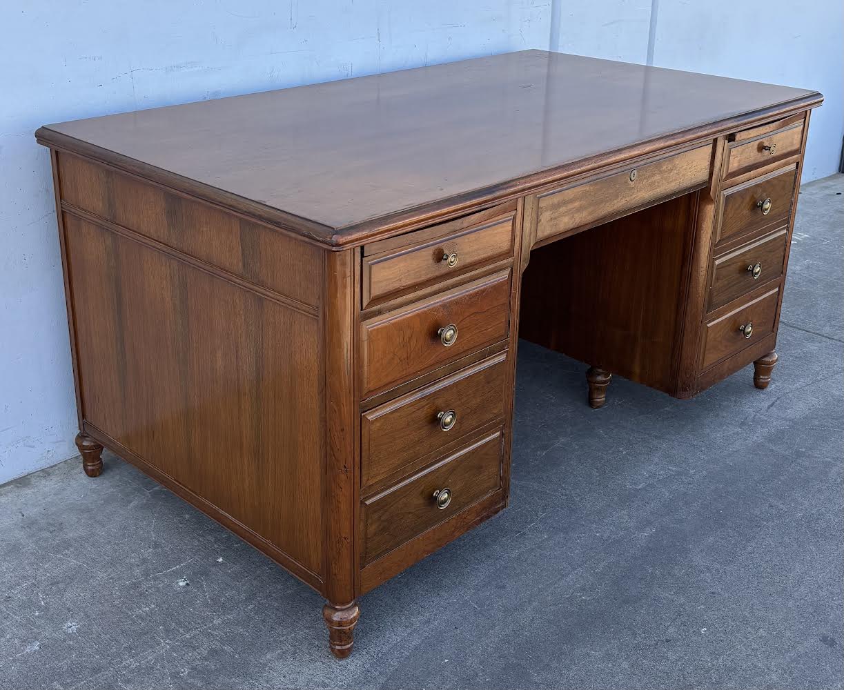 Shelbyville Desk Co. Walnut Vintage Executive Desk