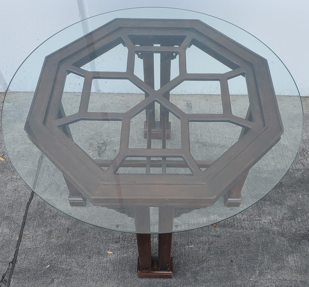 End/side table octagonal glass top chinoiserie