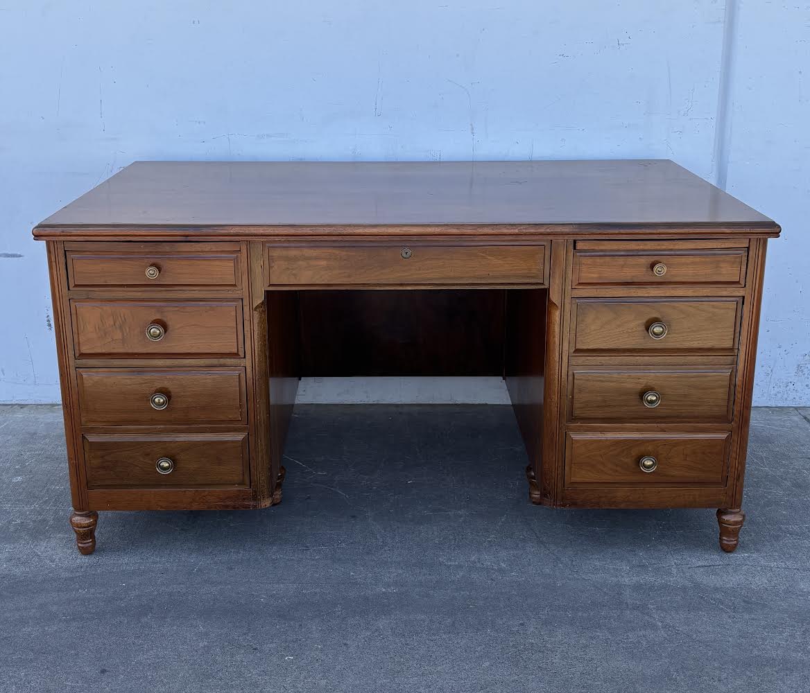 Shelbyville Desk Co. Walnut Vintage Executive Desk