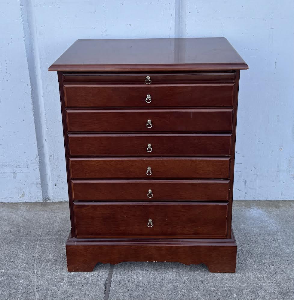 Tall Side Table Jewelry Armoire Dark Wood Cherry