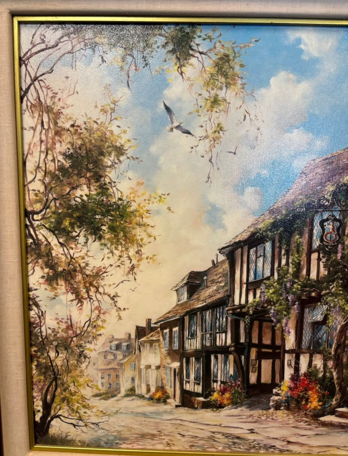 Framed Art Vintage 1990 Mermaid Inn Rye Marty Bell Certificate/Certified