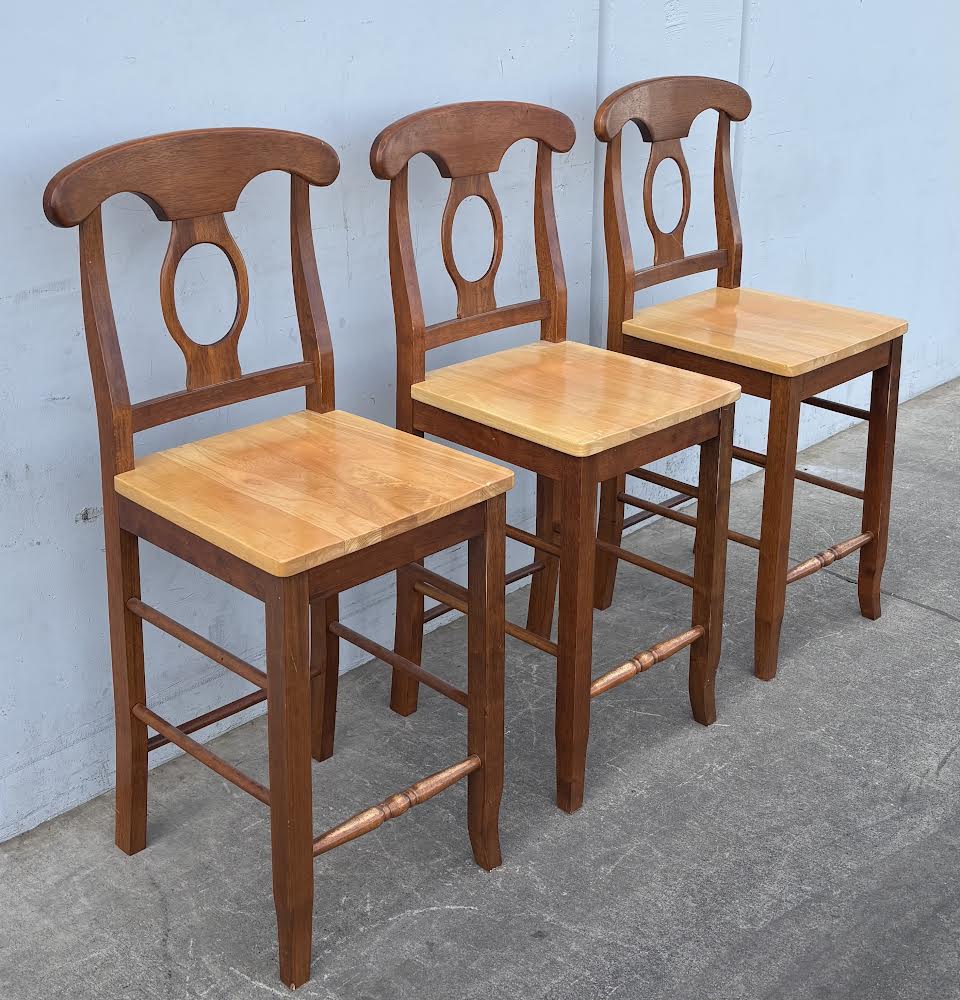 Eleanor Napoleon Back Wood Counter Chair Bar Stools Made in Malaysia