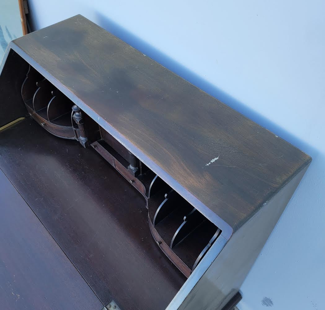 Dark wood secretary desk/dresser drop front