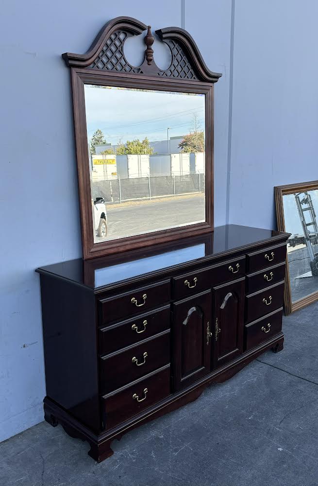 Crawford Cherry Solid Wood Dresser with Mirror