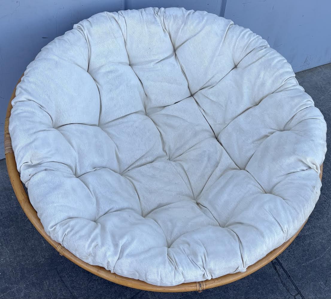 vintage rattan papasan style outdoor patio lounge chair
