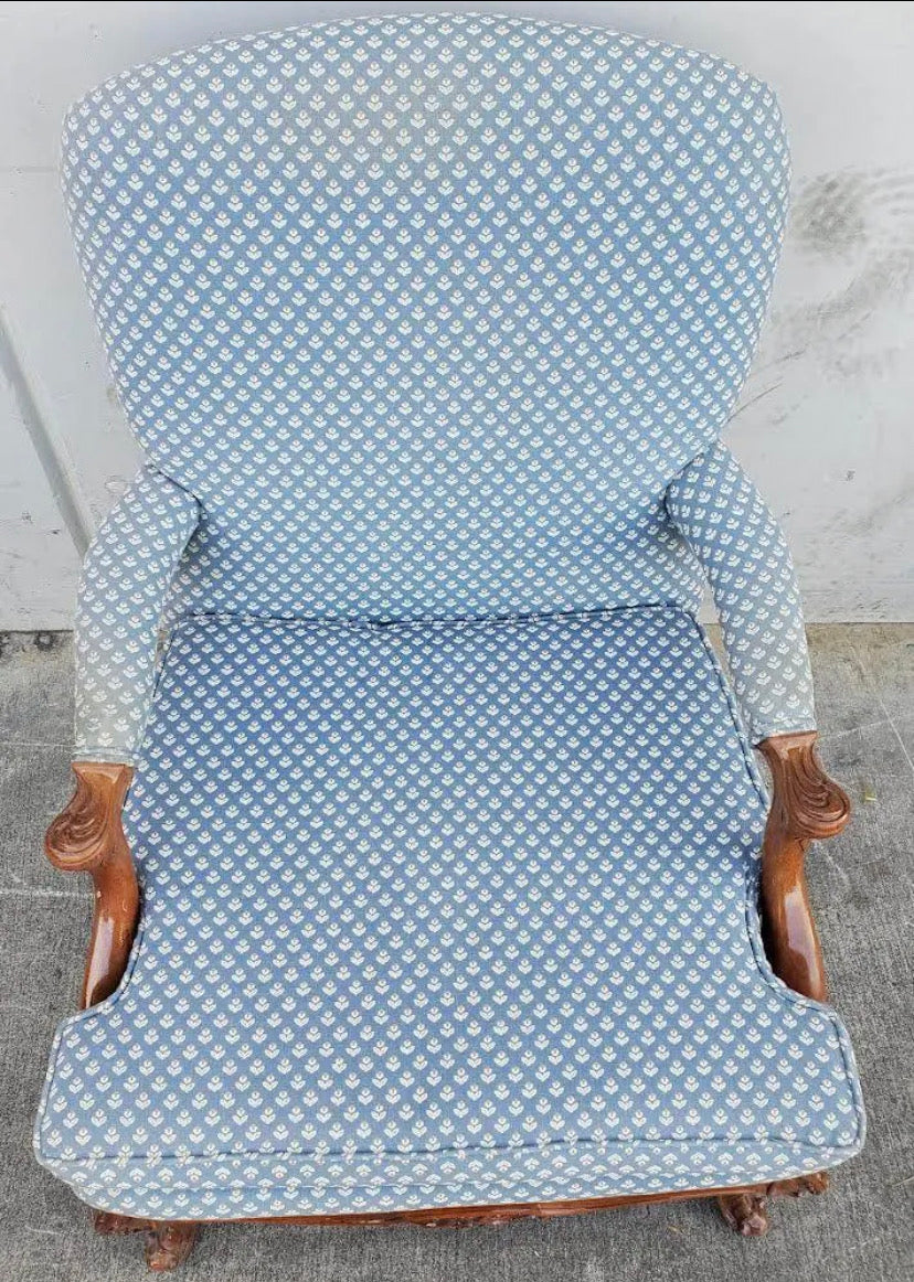 Antique/vintage French style blue armchair