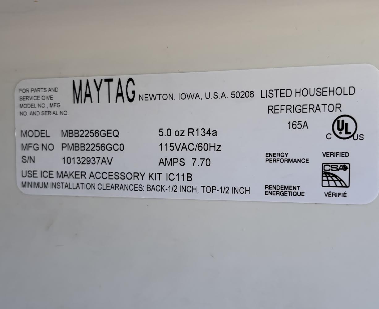 White Maytag plus Refrigerator