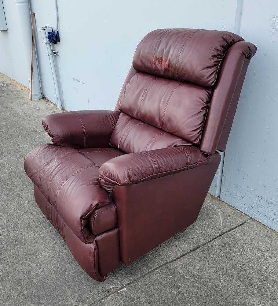 Mahogany leather recliner armchair la-z- boy style