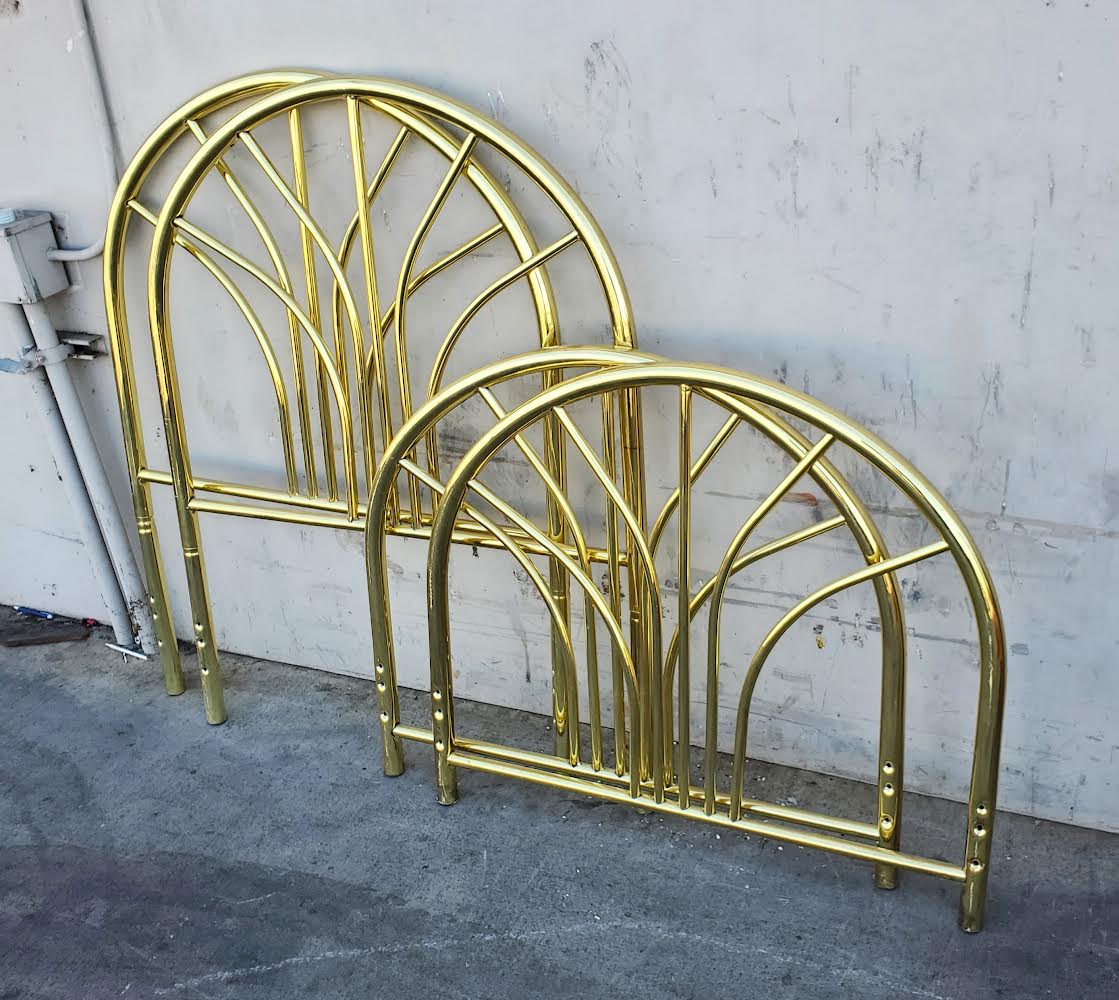 1 Twin size gold/brass headboard and footboard