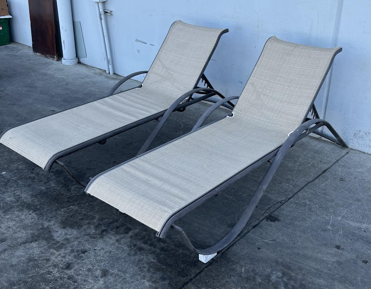 2 Sling Chaise Lounge Outdoors Chairs