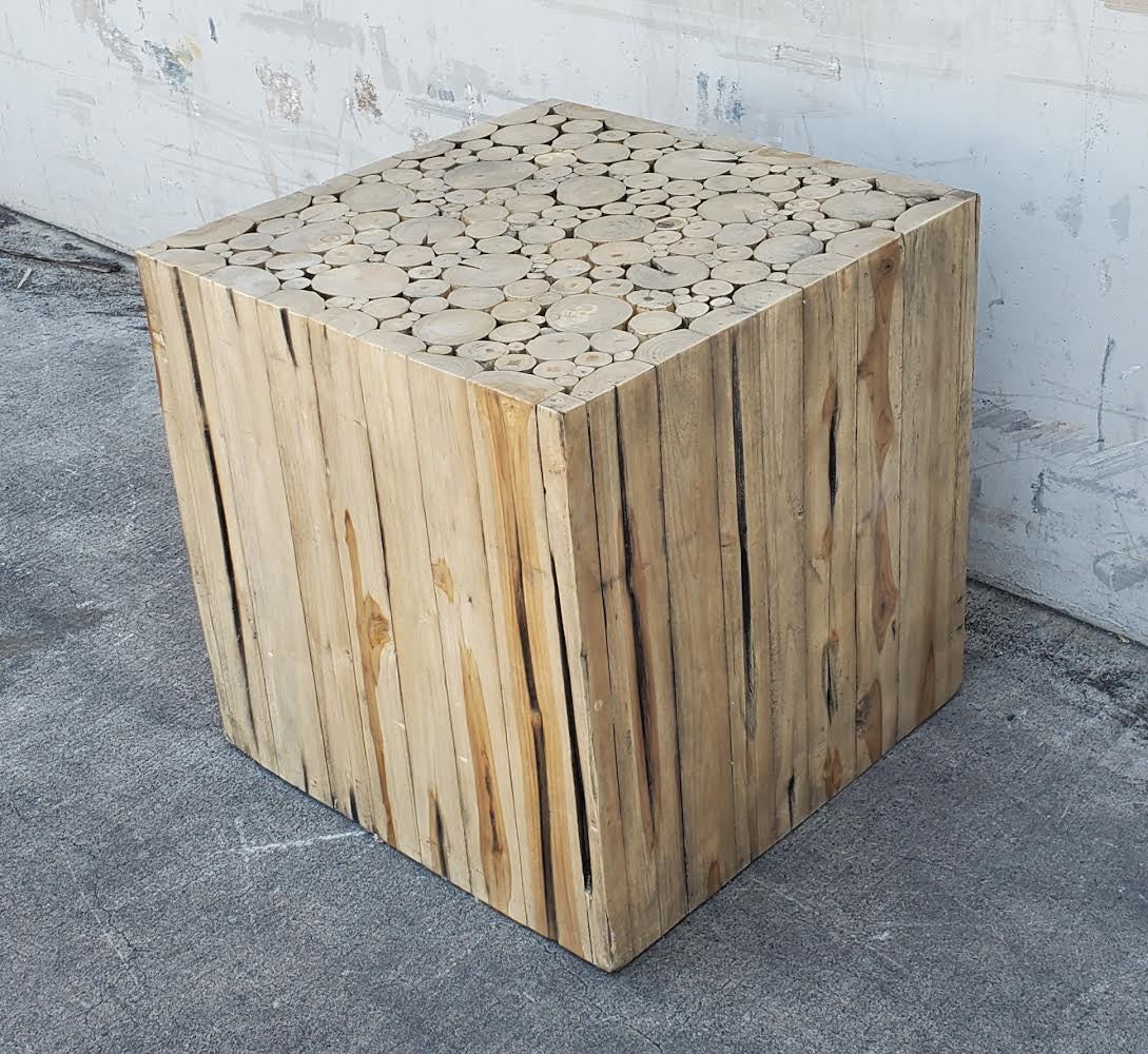 rustic coffee/side table teak solid wood boho