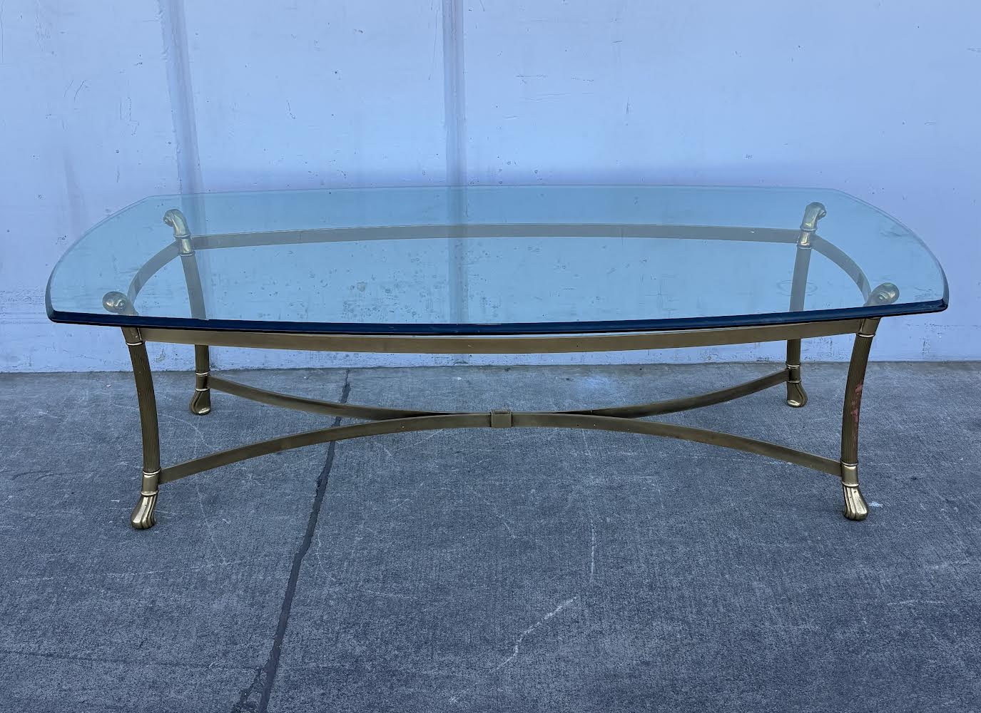 Vintage Brass & Glass Coffee Table Mid Century Style