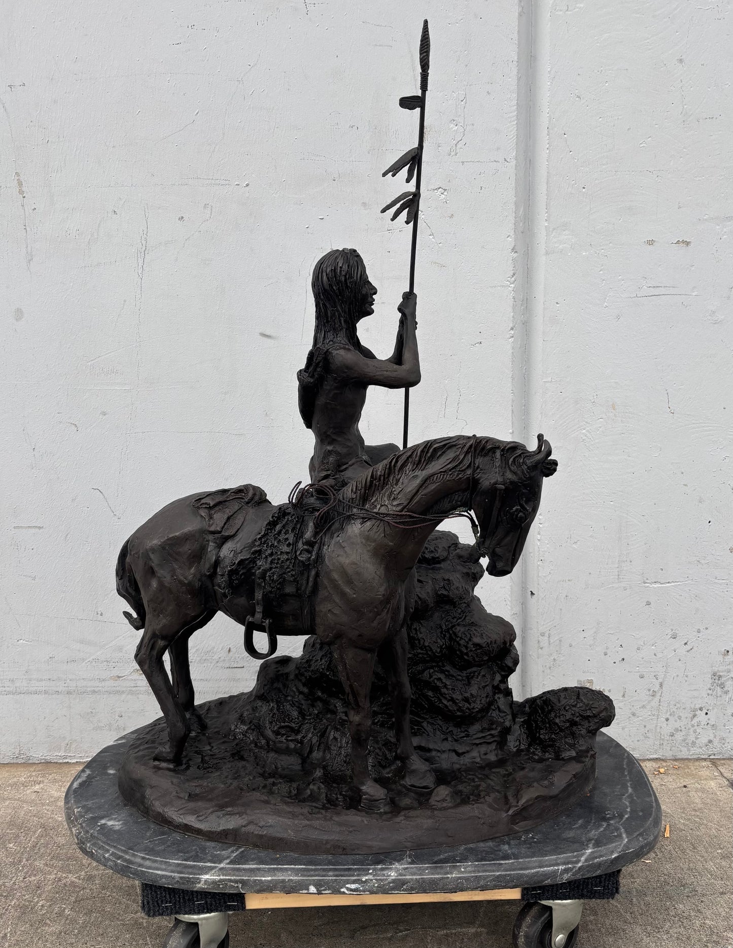 bronze statue After Marshall Mitchell: old coon foot and young brave