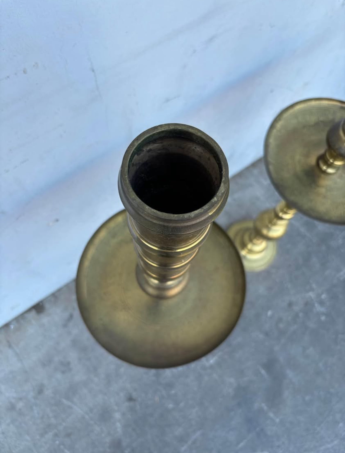 Vintage Huge Moroccan Turkish Alter Brass Floor Candle Holder Stand 39 1/2”