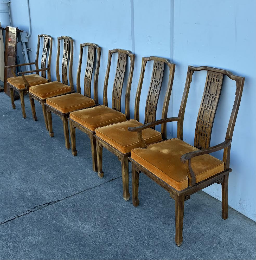 6 Vintage Asian Century Chin Hua Chinoiserie Raymond Sobota Dining Chairs