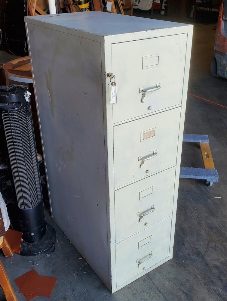 fireproof tan vertical file cabinet with key