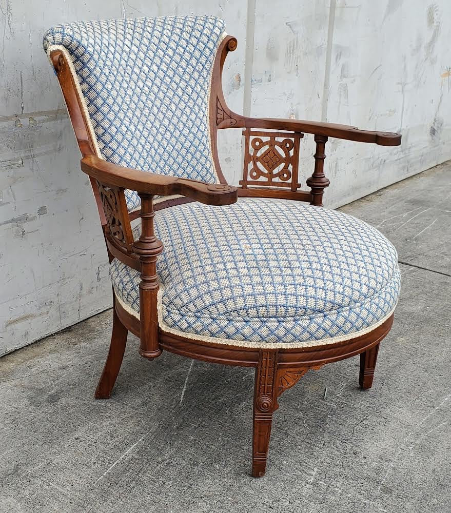 antique/vintage blue/white armchair