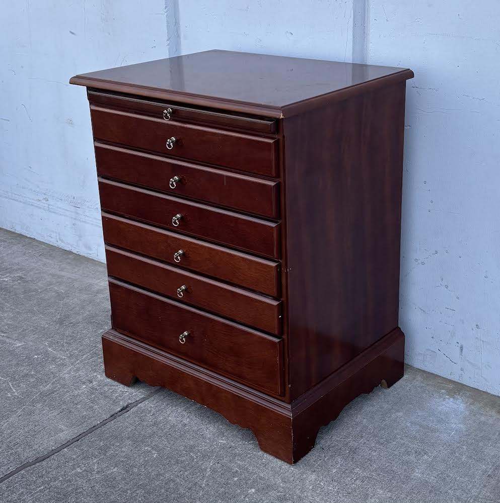 Tall Side Table Jewelry Armoire Dark Wood Cherry