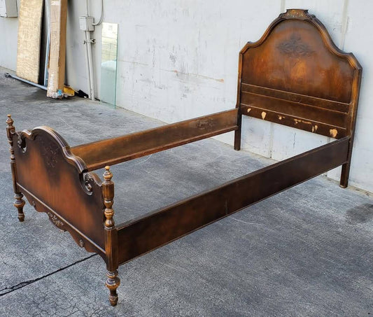 Dark wood bed frame antique/ vintage