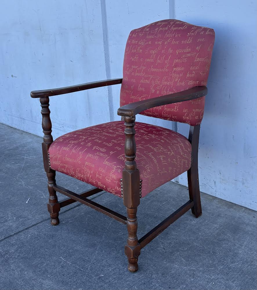 French Style Red Upholstered Arm Chair