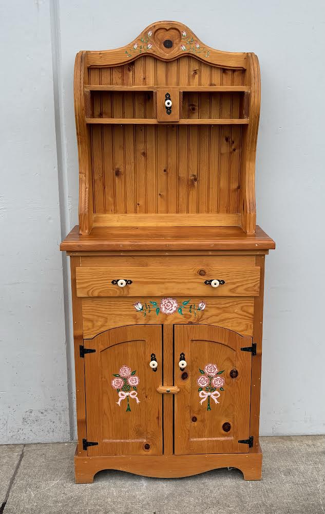 Antique Wood Cupboard Display Cabinet