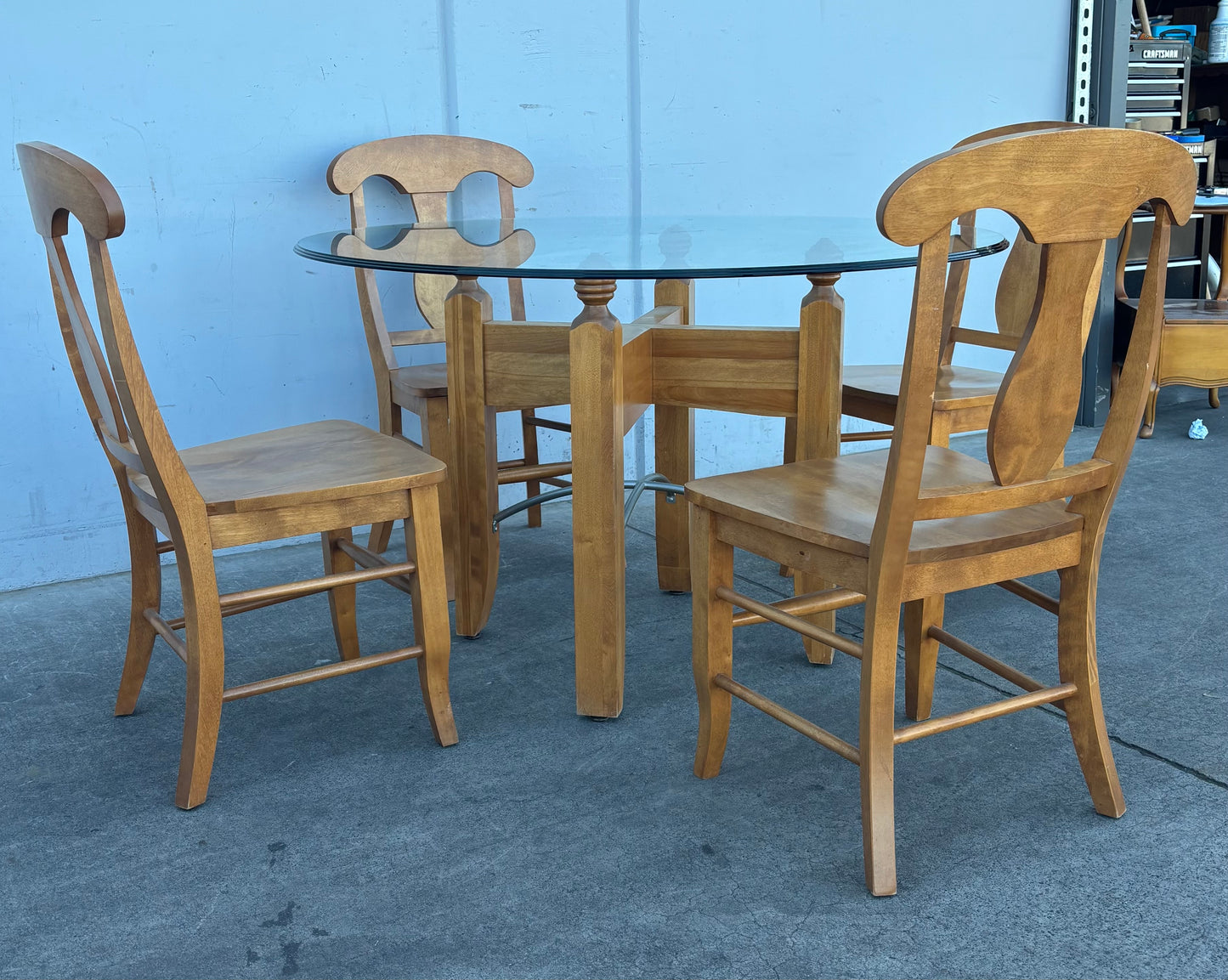 Dining set round table with 4 chairs
