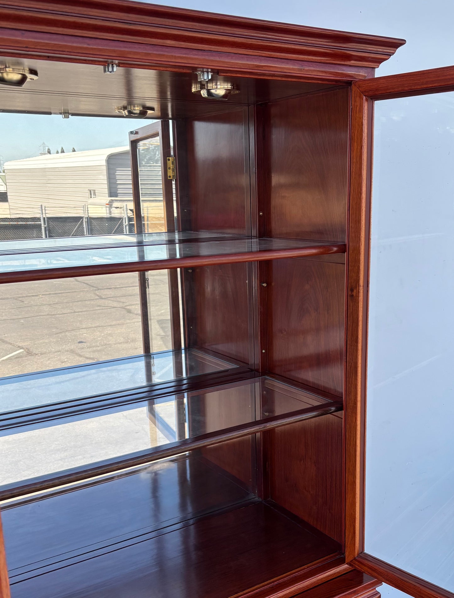 Rosewood Chinese 4 door Display Cabinet Hutch Glass