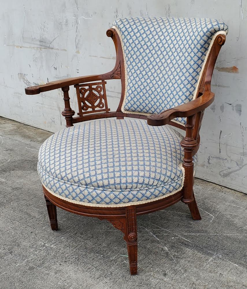 antique/vintage blue/white armchair