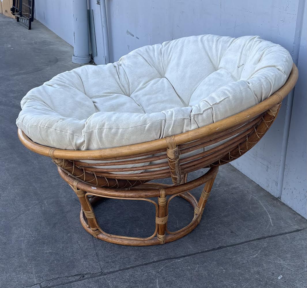 vintage rattan papasan style outdoor patio lounge chair