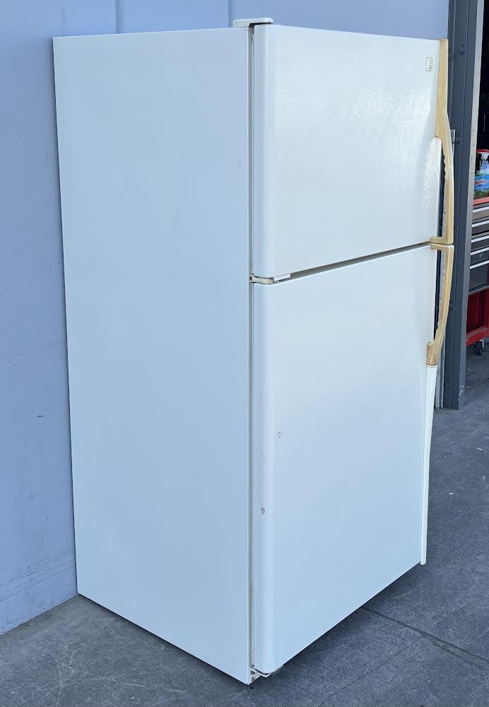 Maytag Plus White refrigerator With Gold Handles
