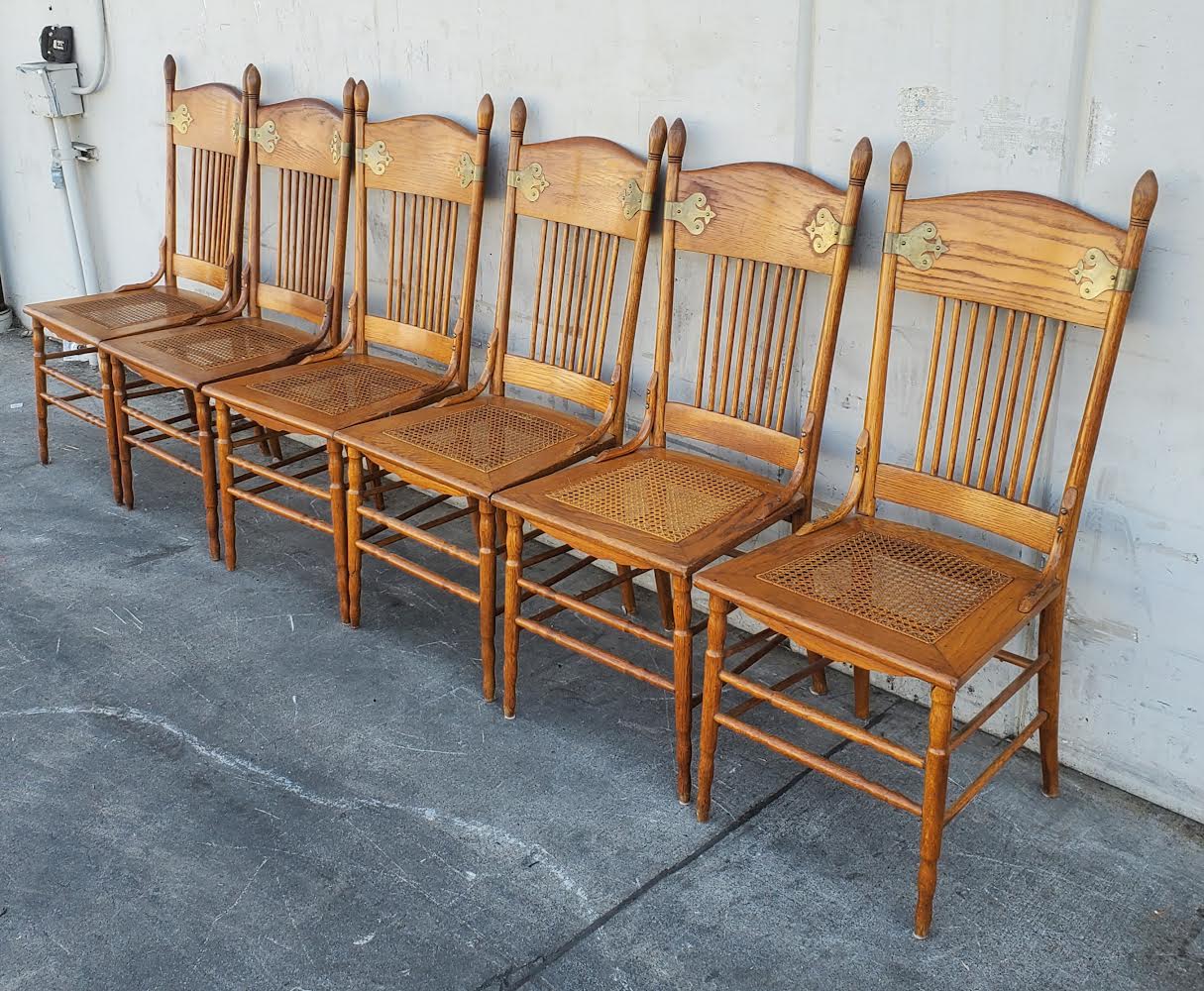 side dining chairs wicker seat (6) vintage