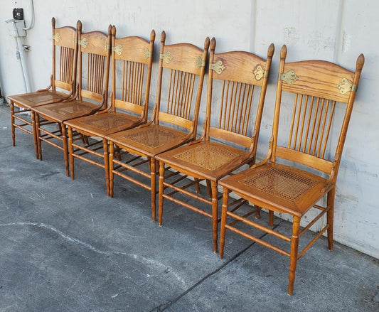 side dining chairs wicker seat (6) vintage