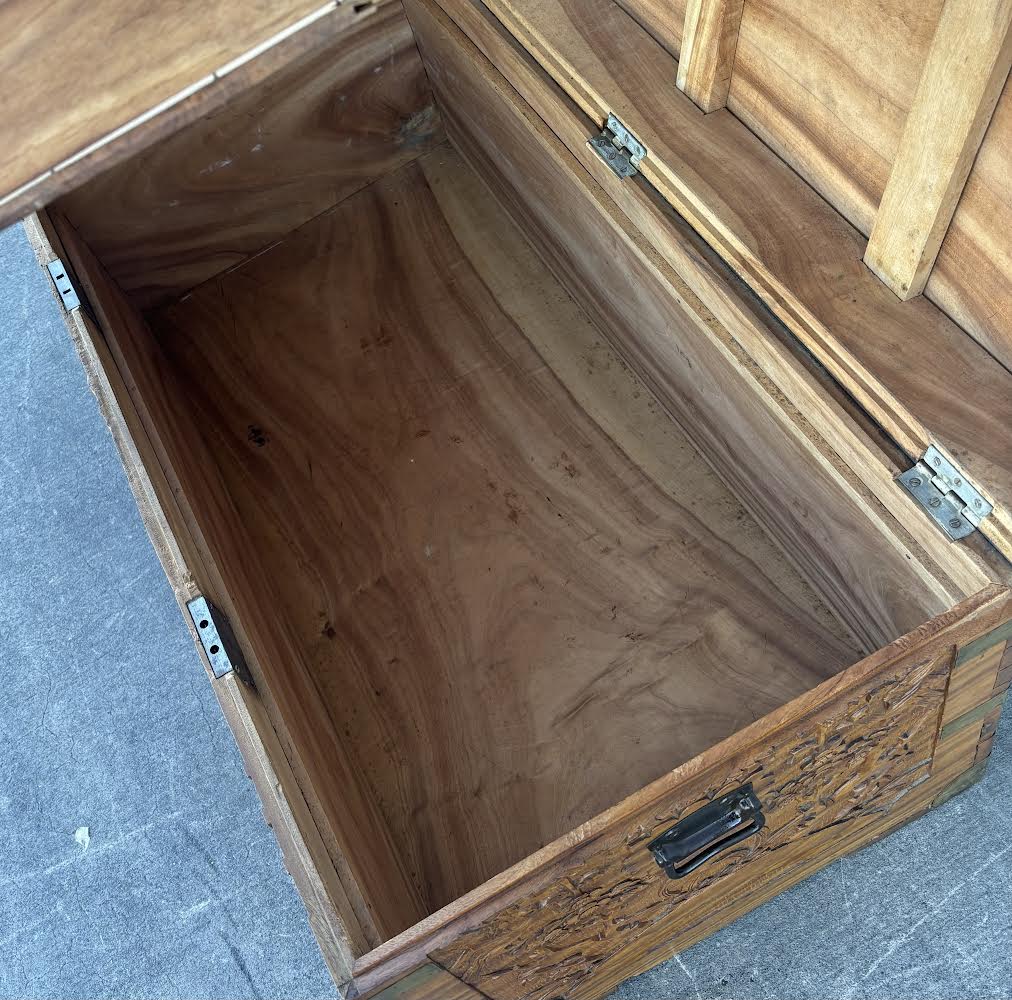 Antique Chinese Wood Carved Large Storange Chest Trunk