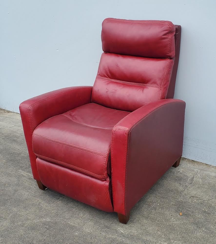 Red leather recliner club armchair