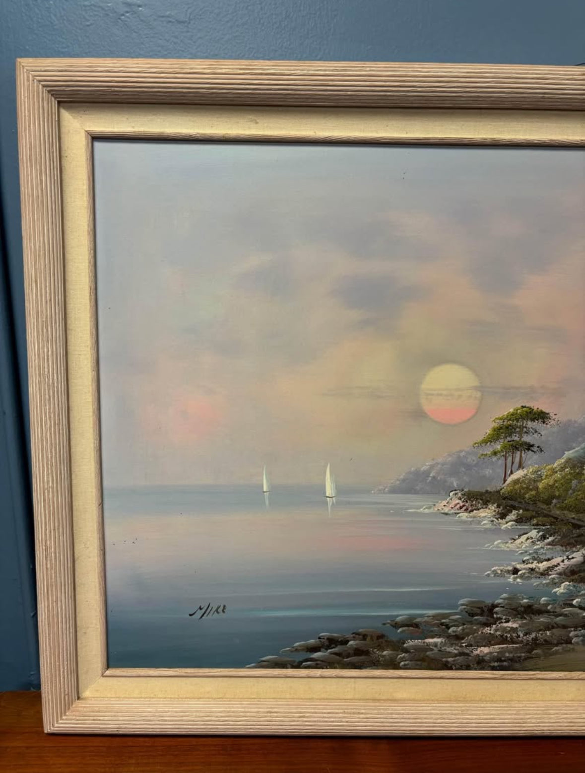 LARGE ORIGINAL OIL ON CANVAS SEA SHORE PAINTING SIGNED