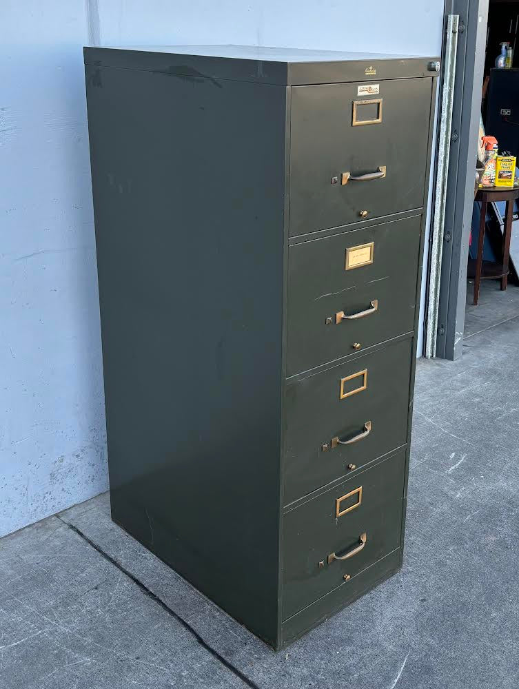 ASE aurora jordan mayo Green Metal Antique 4 Tier File Cabinet (no key)