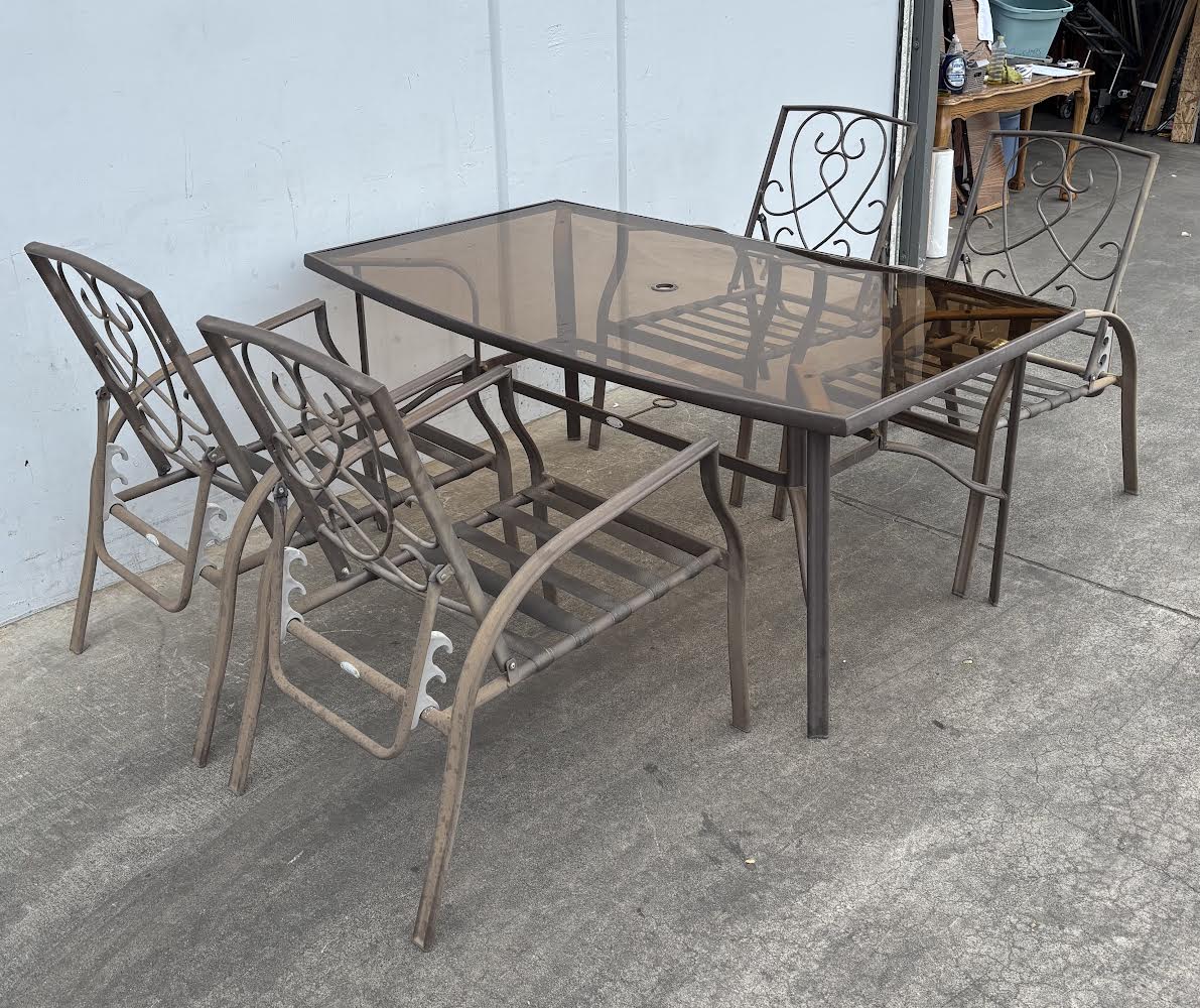 Outdoor Dining Set Wrought Iron 1 Table 4 Chairs by Pacific Bay