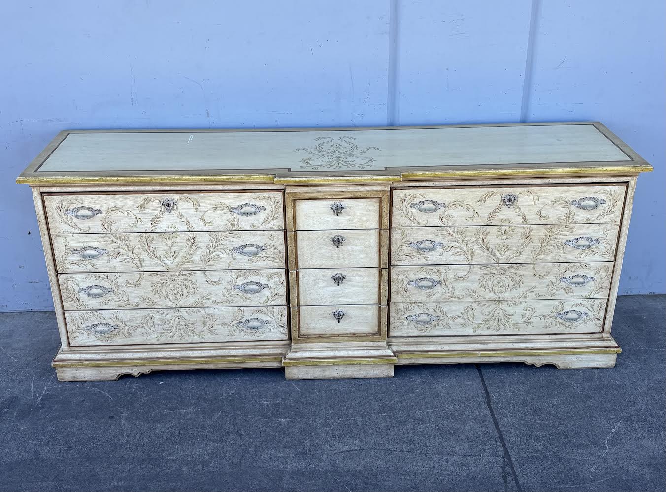 Heritage Large Dresser Light Wood with Gold Trim