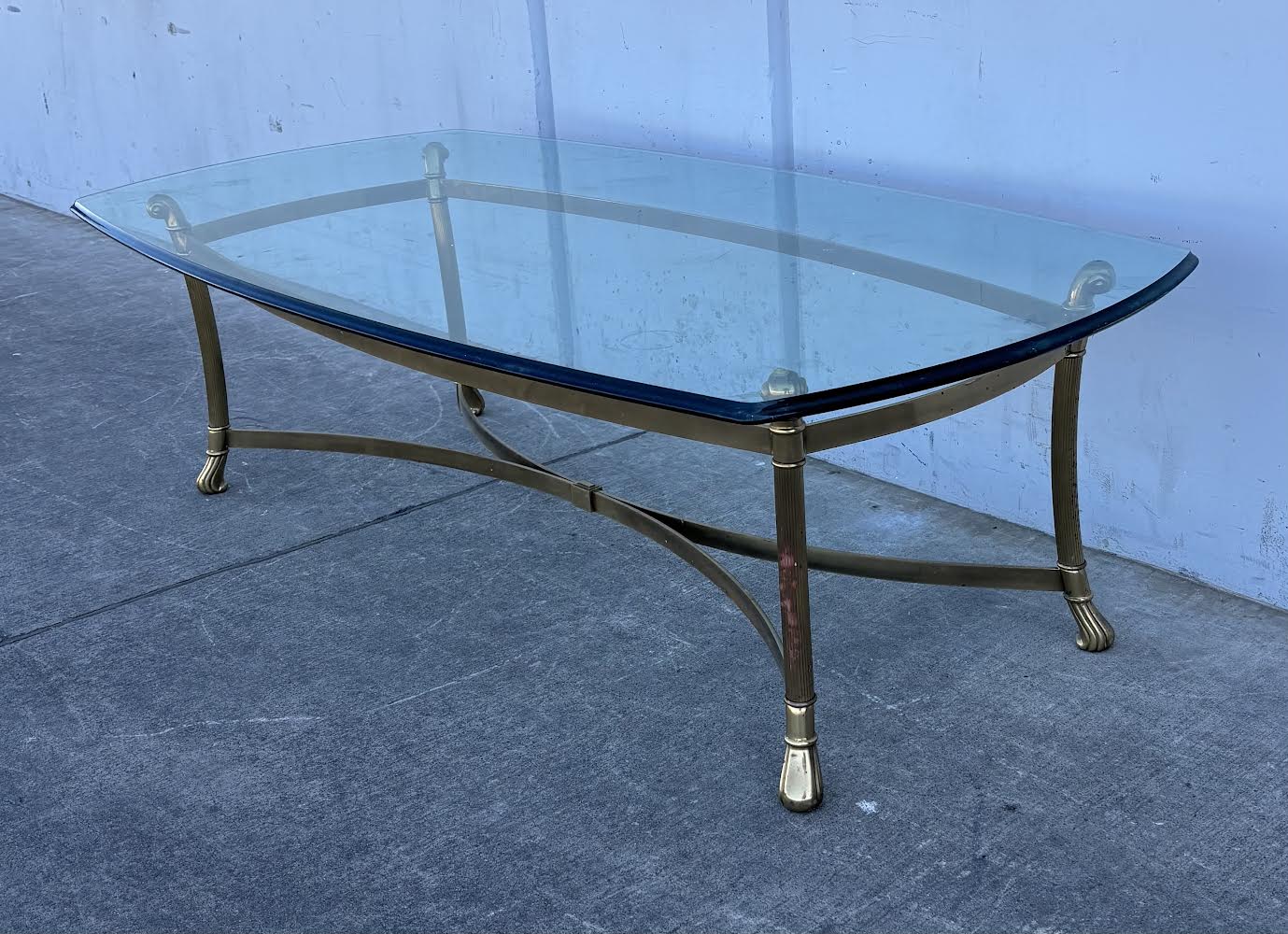 Vintage Brass & Glass Coffee Table Mid Century Style