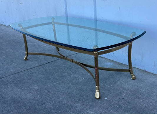 Vintage Brass & Glass Coffee Table Mid Century Style