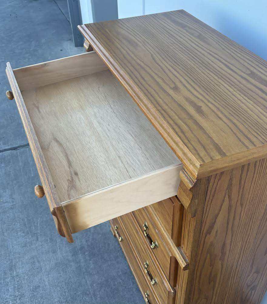 Highboy dresser cabinet light wood