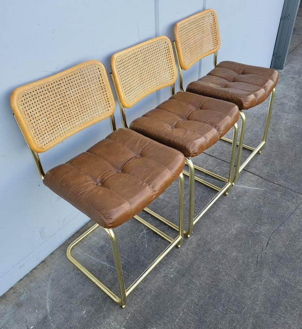 Bar/ counter stools wicker/cane/rattan back (3)
