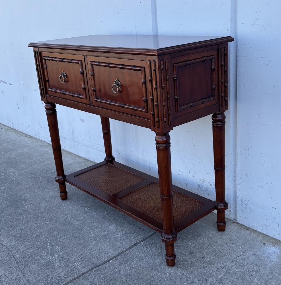 Vintage Ethan Allen Faux Bamboo/Solid Wood Entry Table Console Table