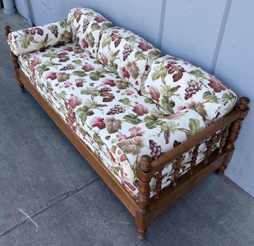 Vintage Mid Century Style Sofa Day Bed Floral Wood Ethan Allen